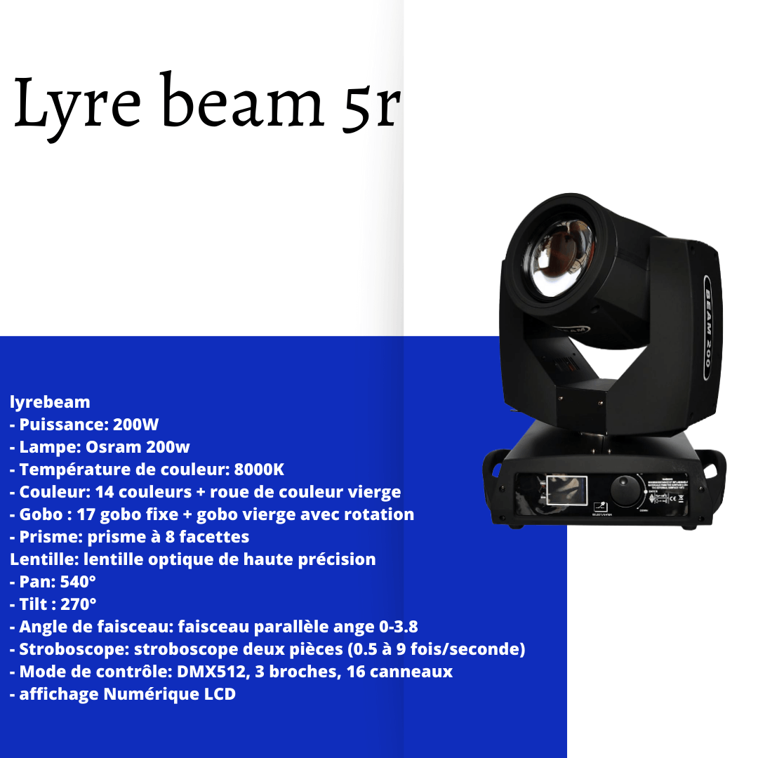 X2 Lyre beam 200/5r + X2 par a led + pied 