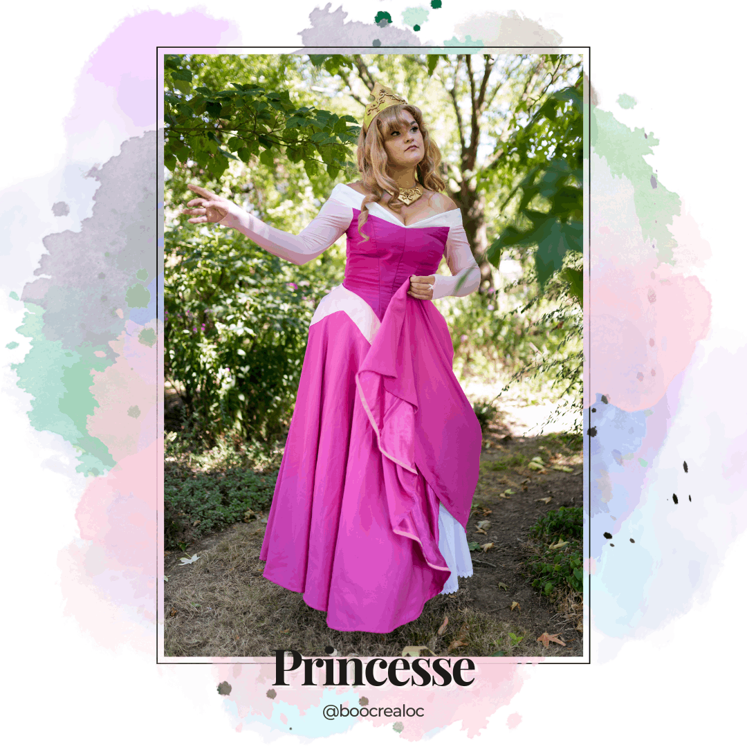 Costume - robe princesse rose aurora à louer sur Surbourg - Yacalouer