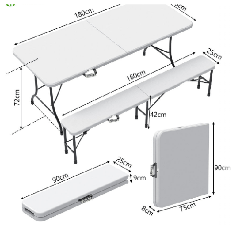 Location table pliante - pliable 180x75x74 - A louer