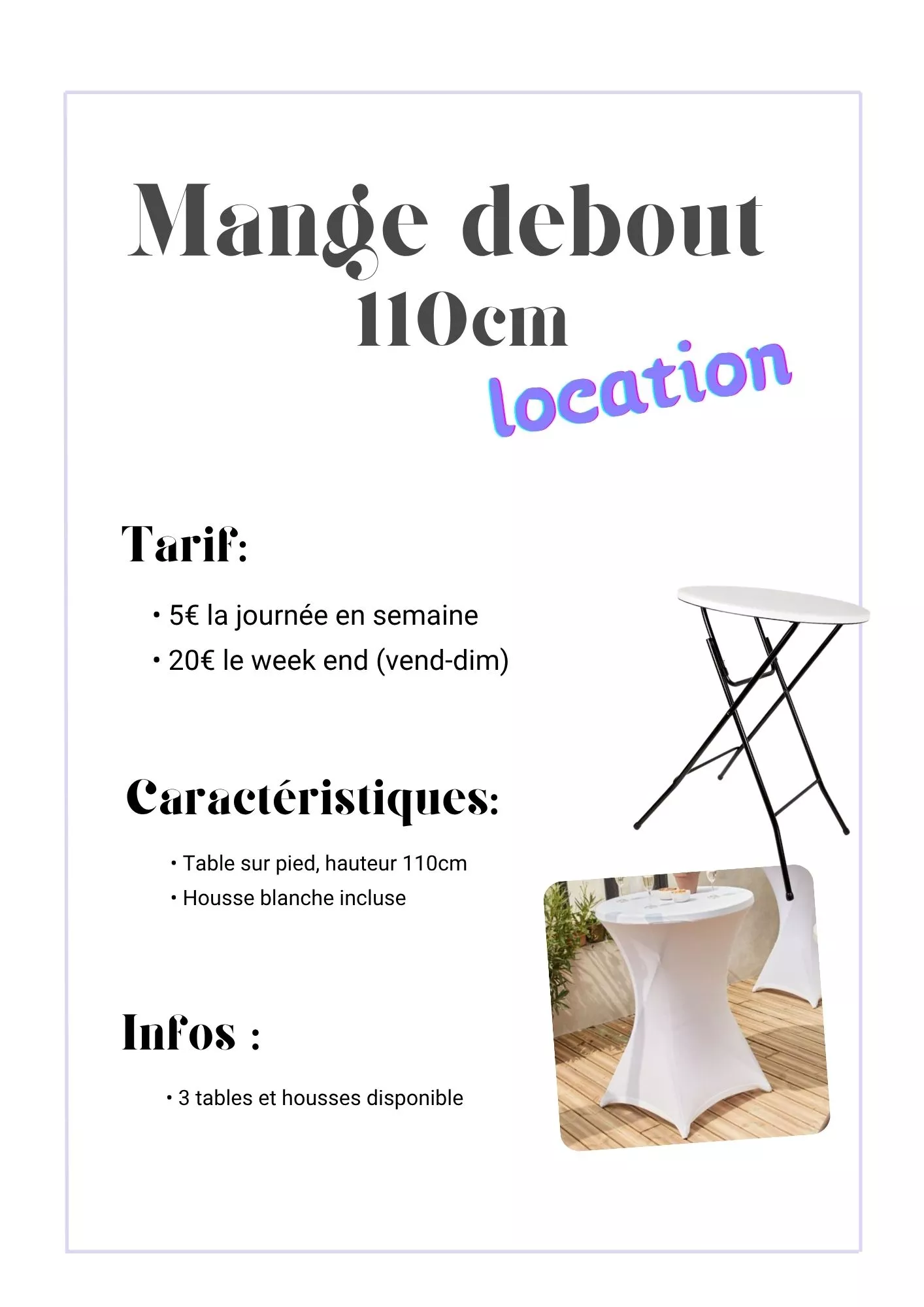 Mange debout + housses x3