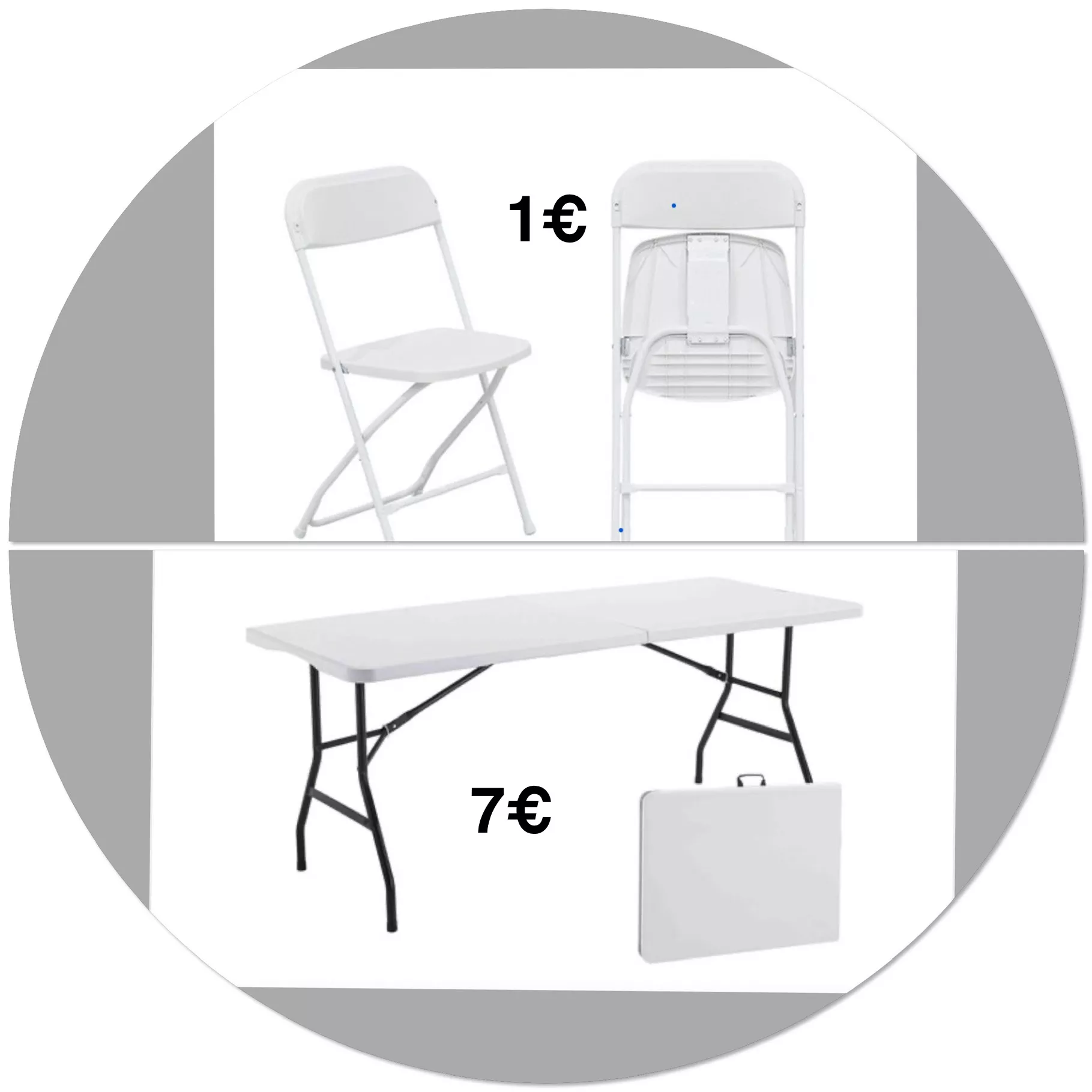 Chaise et tables pliantes