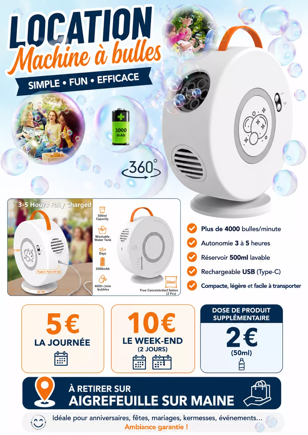 Loue machine à bulle 