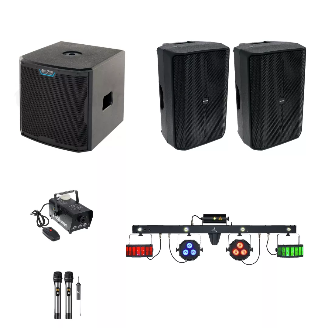 Pack complet sonorisation lumière et machine à fumée 