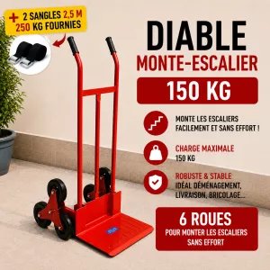 location Diable monte-escalier 150 kg - 6 roues