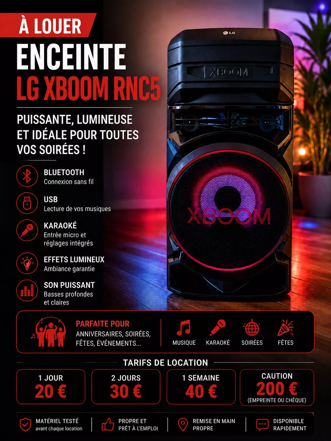 Enceinte LG XBOOM bluetooth soirée fête