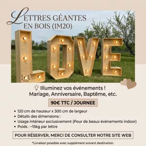 location LETTRES GÉANTES EN BOIS