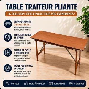 annonce location Table traiteur pliante 2 m x 80 cm